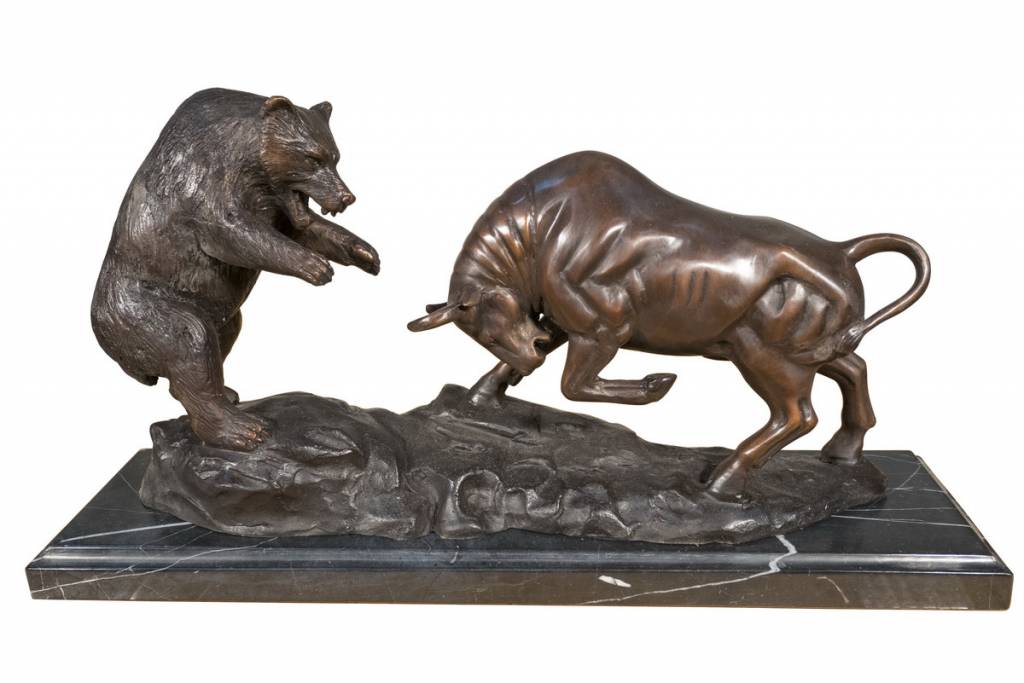 Bulle und Bär – Skulptur aus Bronze - Brontique